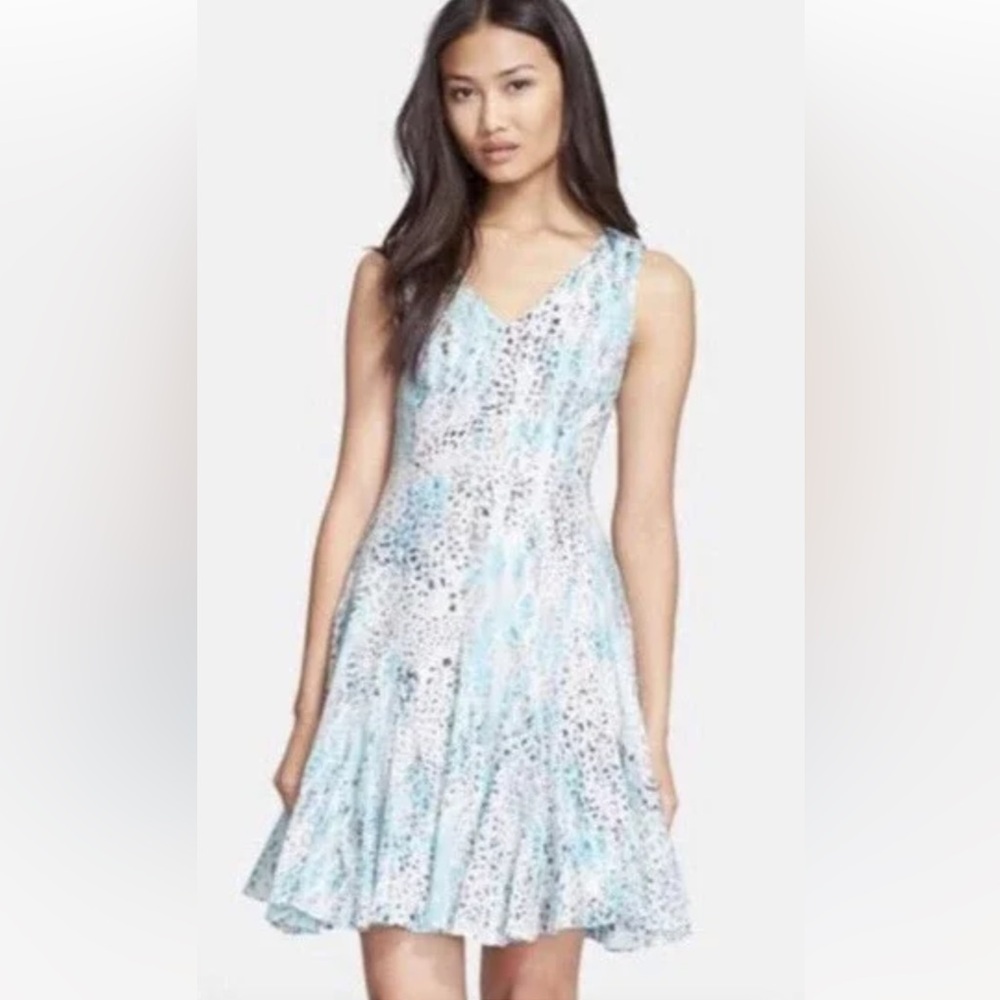 Rebecca Taylor Blue Sum Leo Fit & Flare Dress Size 6